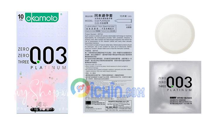 Okamoto Platinum 0,03 hộp 10 cái Okamoto Platinum 0,03 hộp 10 cái