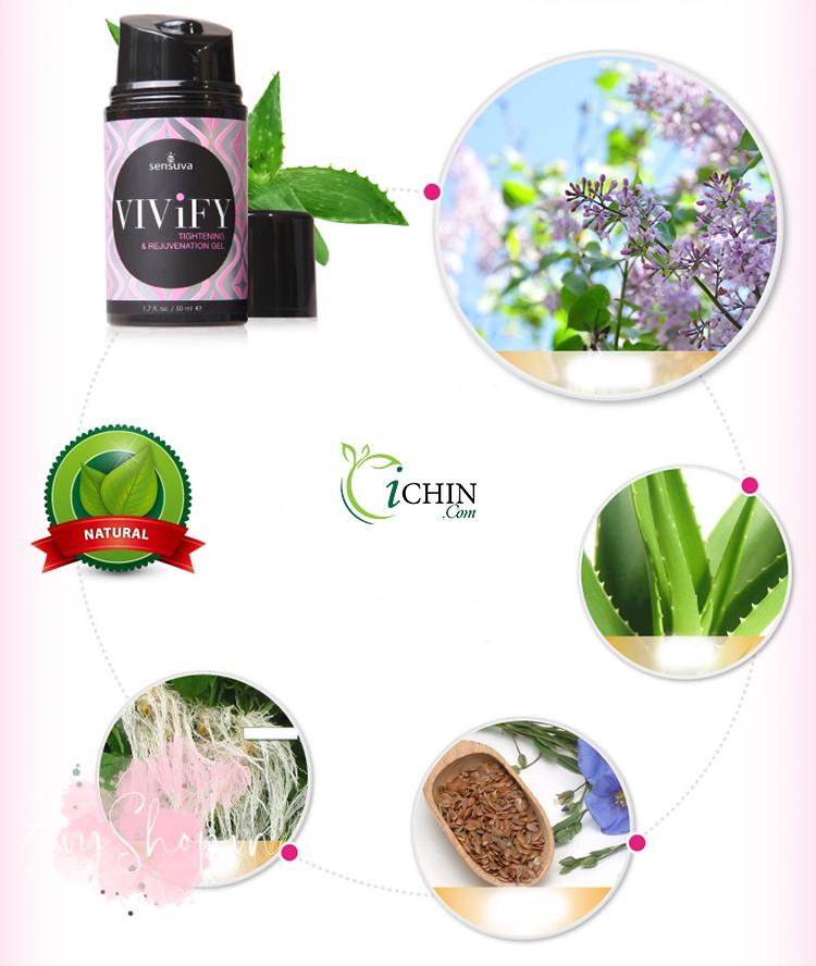 Gel thu hẹp vùng kín Vivify tại oichin shop Thành Phần Chất bôi trơn ViViFy chiết xuất 100% thảo dược thiên nhiên lành tính