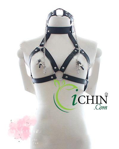 Đồ chơi bạo dâm BDSM Kẹp vú xích cổ tăng