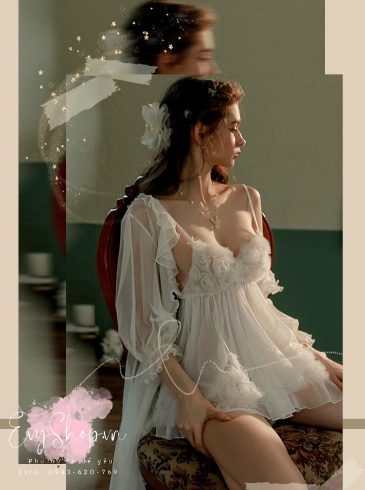 0dce477389ec31327f8dbec99c835554 Váy Ngủ Hai Dây Ren Hoa Hồng