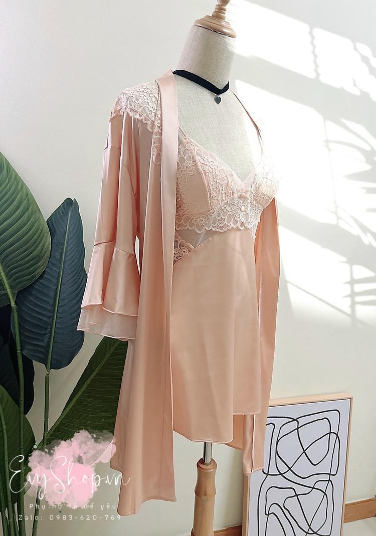 Váy Ngủ Trơn Phối Ren Hoa