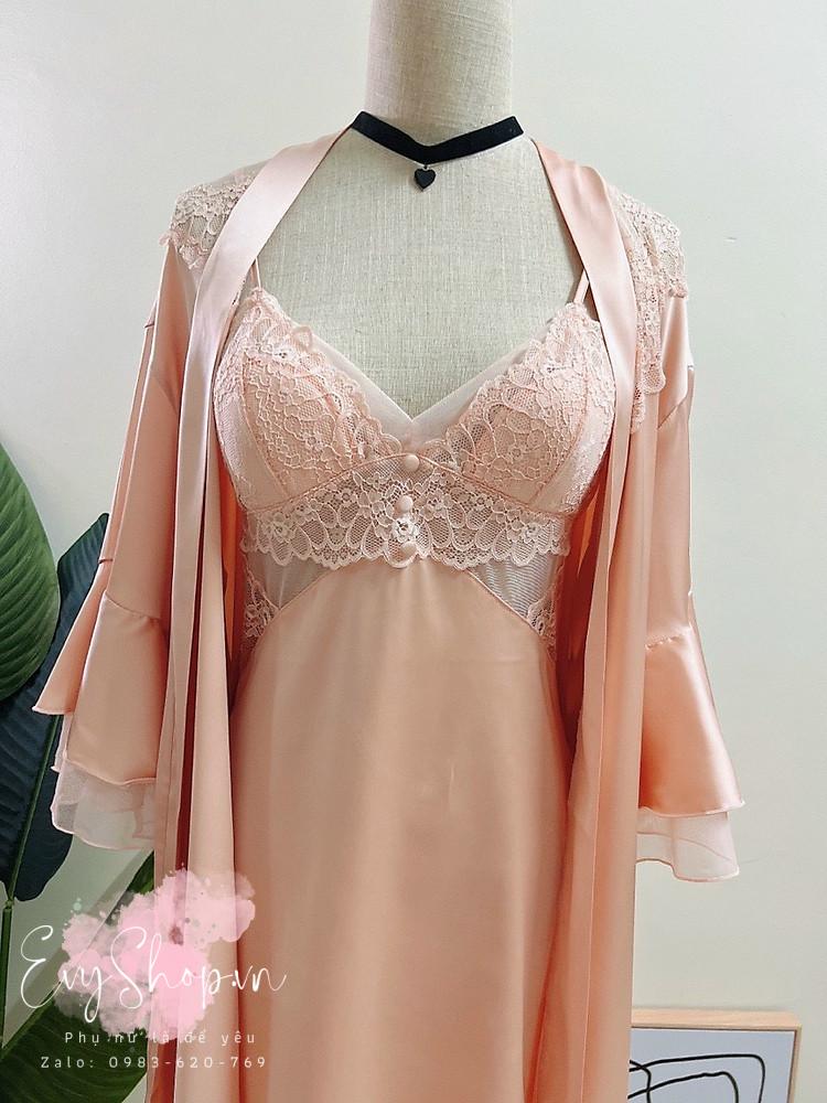 Váy Ngủ Trơn Phối Ren Hoa