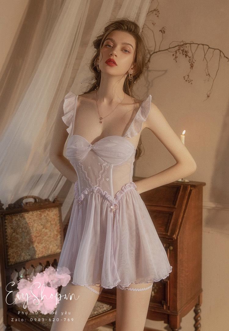 Váy Ngủ Nữ Ren Xẻ Tà Gợi Cảm
