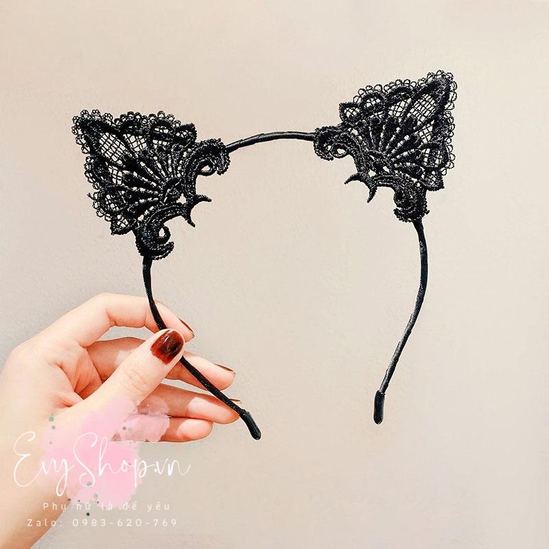 Cài Tóc Tai Mèo Ren Hoa