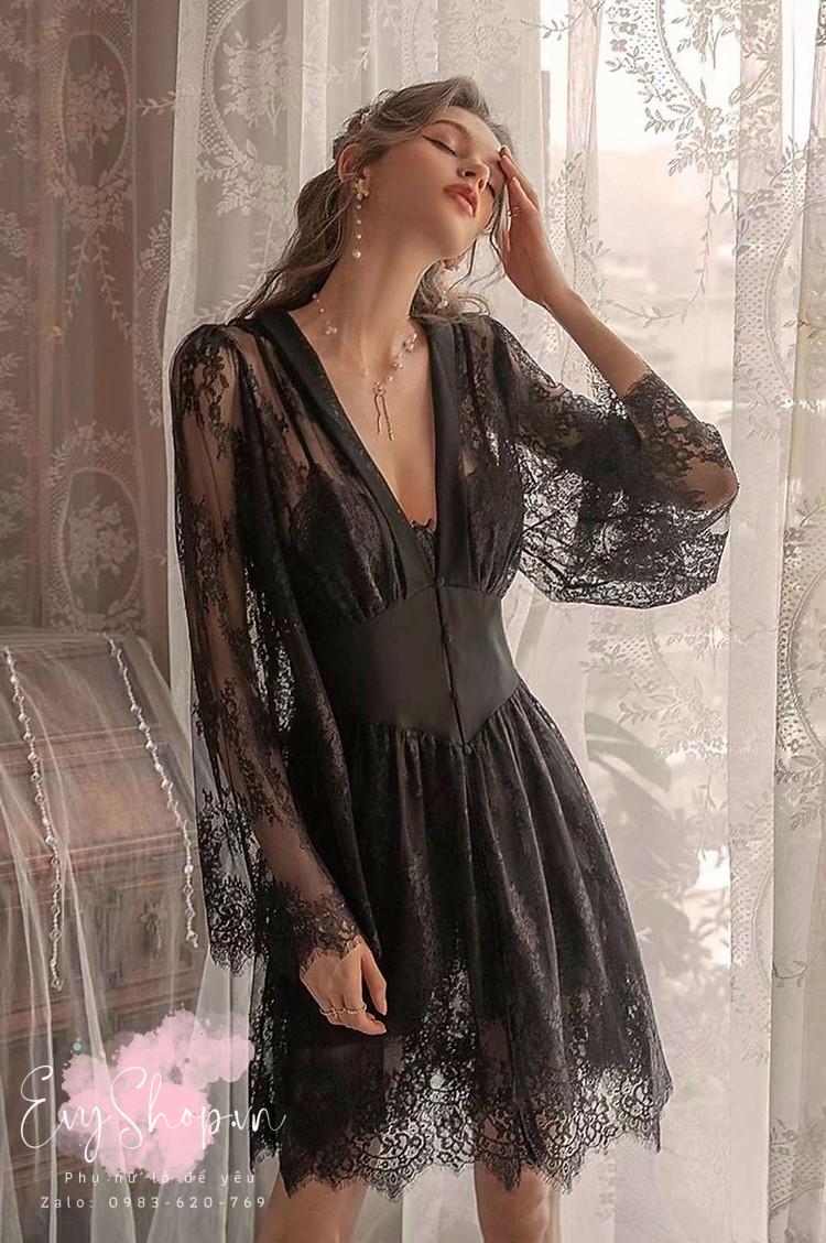 Áo Choàng Ngủ Ren Huyền Bí