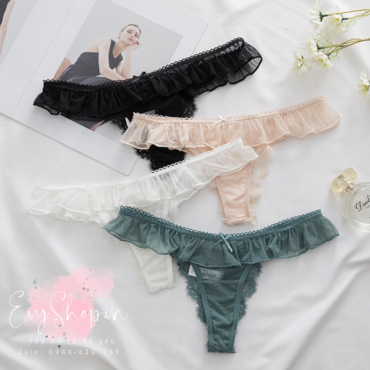 Quần Lót Phối Ren Chéo Dây