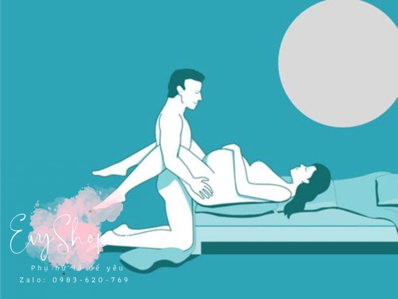 Tư thế mép giường an toàn cho cả thai kỳ. (Ảnh: Internet)